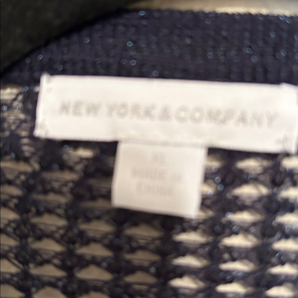 New York & Company Dark Blue Open-Knit Cardigan - Picture 2 of 2